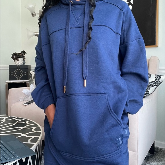 Savage X Fenty Royal Boss Blue Longsleeve Oversized Xssential Drawstring Hoodie - Picture 14 of 14